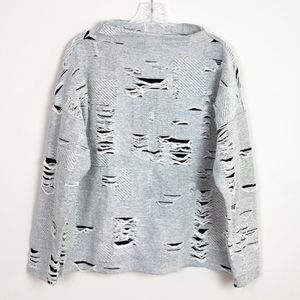 Beau Jours Destructed Mock Neck Pullover Sweater
